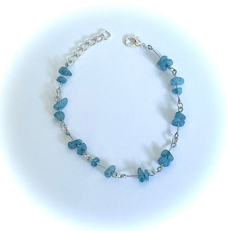 Aquamarine Chip Link Bracelet