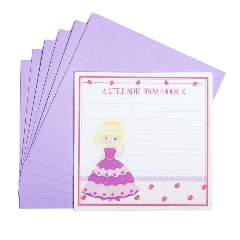 Personalised Princess Notecards - pack of 6
