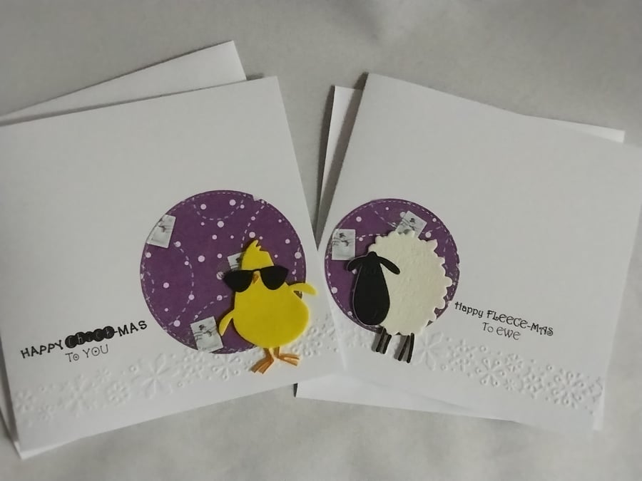 Cute and Punny Christmas Cards - Foam Friends Purple 