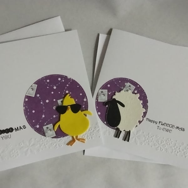 Cute and Punny Christmas Cards - Foam Friends Purple 