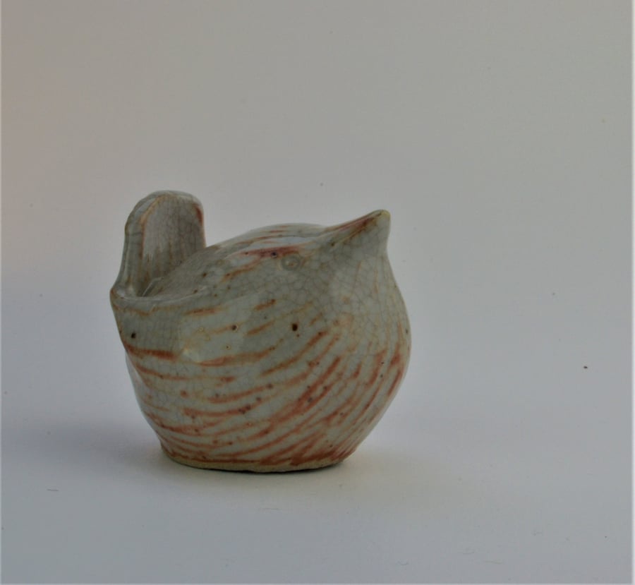 Crackle glazed ceramic wren 