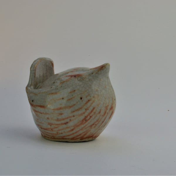 Crackle glazed ceramic wren 
