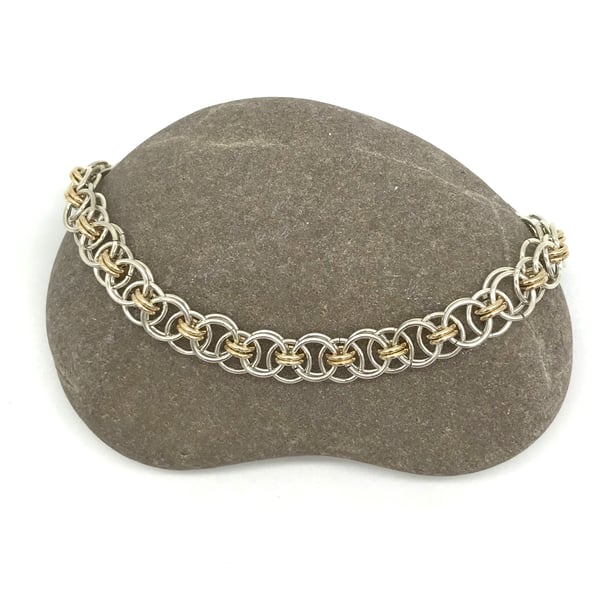 Fine Silver and Gold Fil Parallel Bracelet