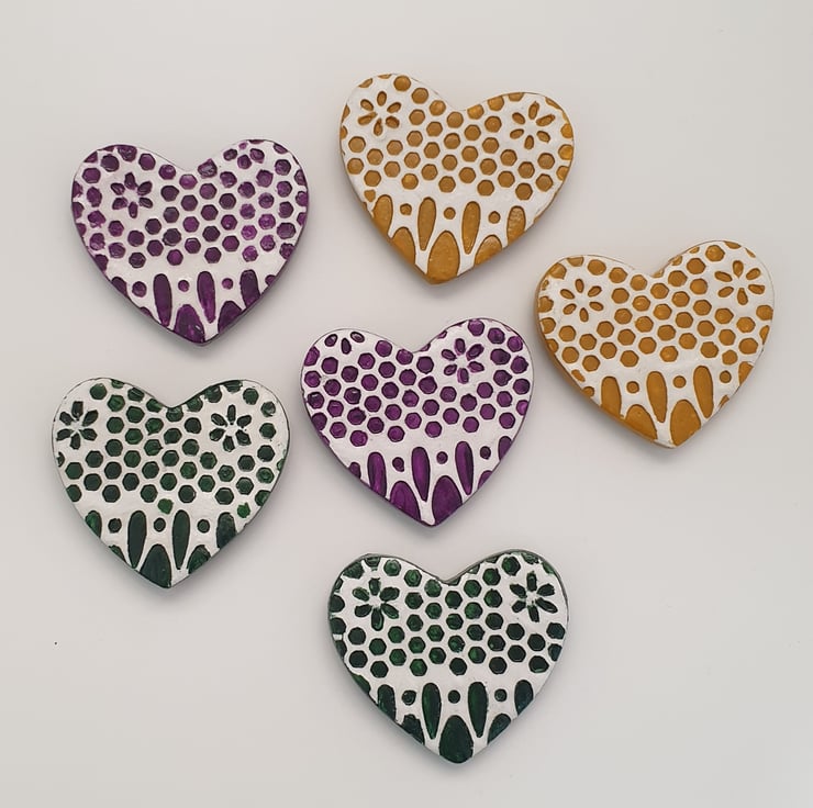 Clay heart fridge set, anniversary, Val... Folksy