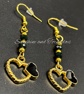 Handmade Black & Gold Double Heart Earrings – Czech Crystal. Hypoallergenic. - Image 4