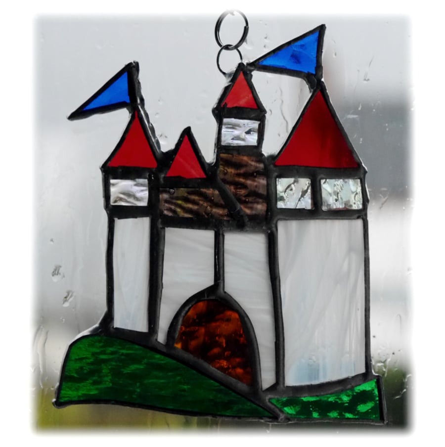 Castle Suncatcher Stained Glass Fairytale Handmade 010