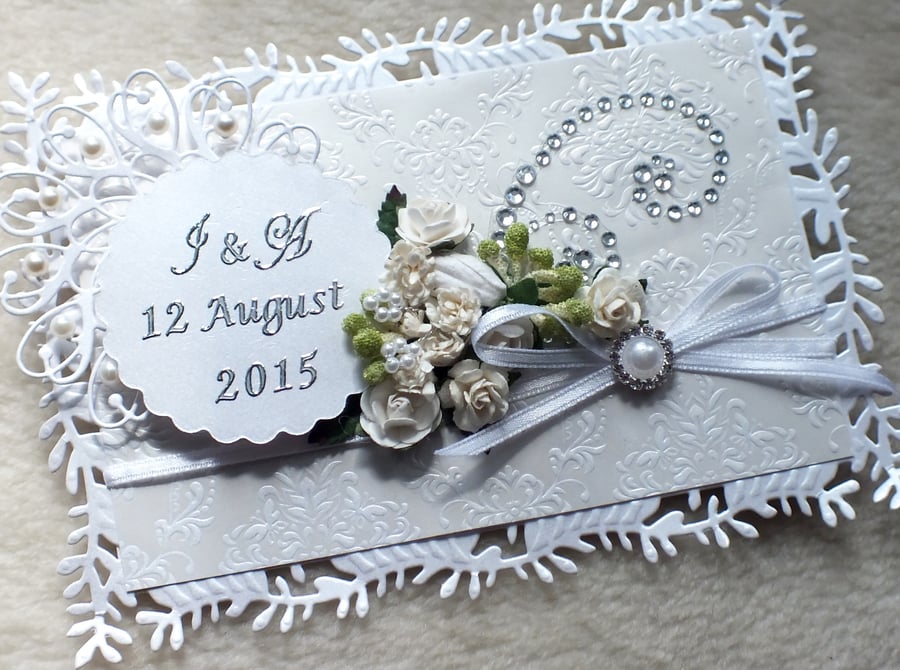 Luxury Handmade Personalised Fern Edge Wedding Card