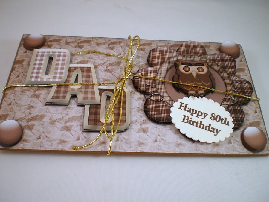 RESERVED for ANGIE Handmade 3D money wallet for dad ,owl, birthday, fathers day