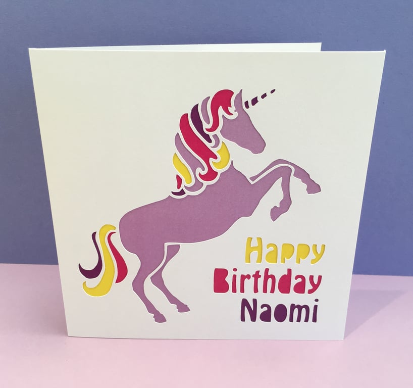 Unicorn Birthday Card - Horse Birthday Card - Personalised 