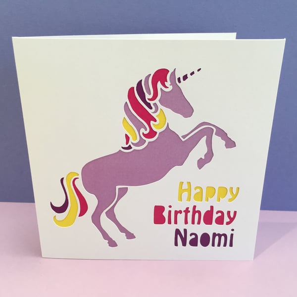 Unicorn Birthday Card - Horse Birthday Card - Personalised 