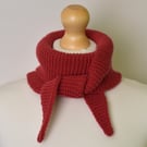 Hand Knitted Red Merino Wool Scarf - Neck Wrap in Merino Yarn