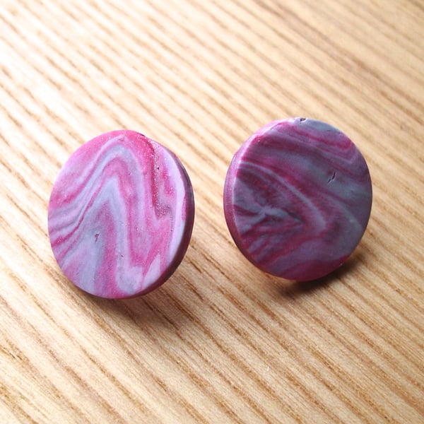 Marbled FIMO Disc Studs