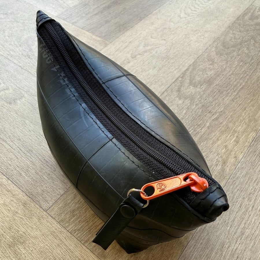 Unlined Inner Tube Bag - Orange Zip and Writing