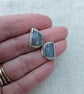 Aquamarine and Silver stud earrings Perfectly Imperfect