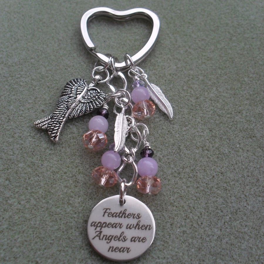 Angel Feather Keyring Lilac Tones