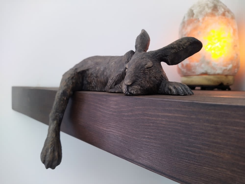 Harlan the Hare LIGHTWEIGHT Shelf Sleeper, indoor Ornament,  Woodland Animal