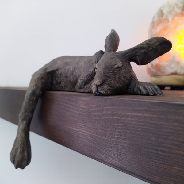 Harlan the Hare LIGHTWEIGHT Shelf Sleeper, indoor Ornament,  Woodland Animal