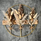 Natural Dried Flower Wreath with Pampas & Bunny Tails, Neutral Home Decor