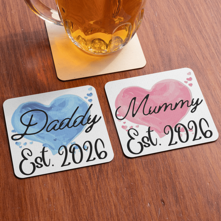 Mummy And Daddy Set Of Two Coasters New Parents 2026 Coaster Set Gift Cute Baby 