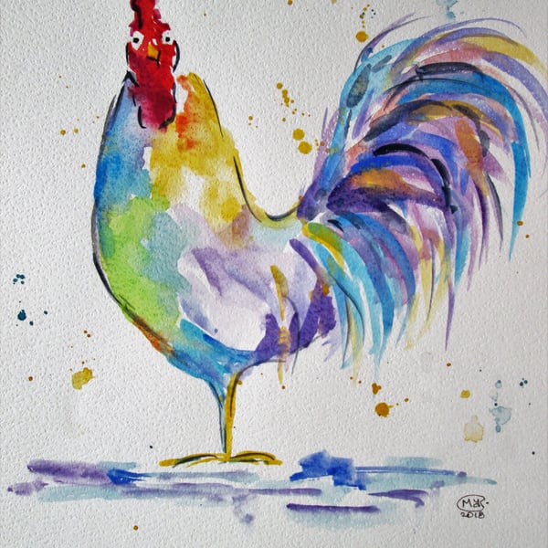 Cute Rooster. Original Cockerel painting