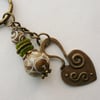 Antique Bronze Carved Agate Keyring  KCJ950