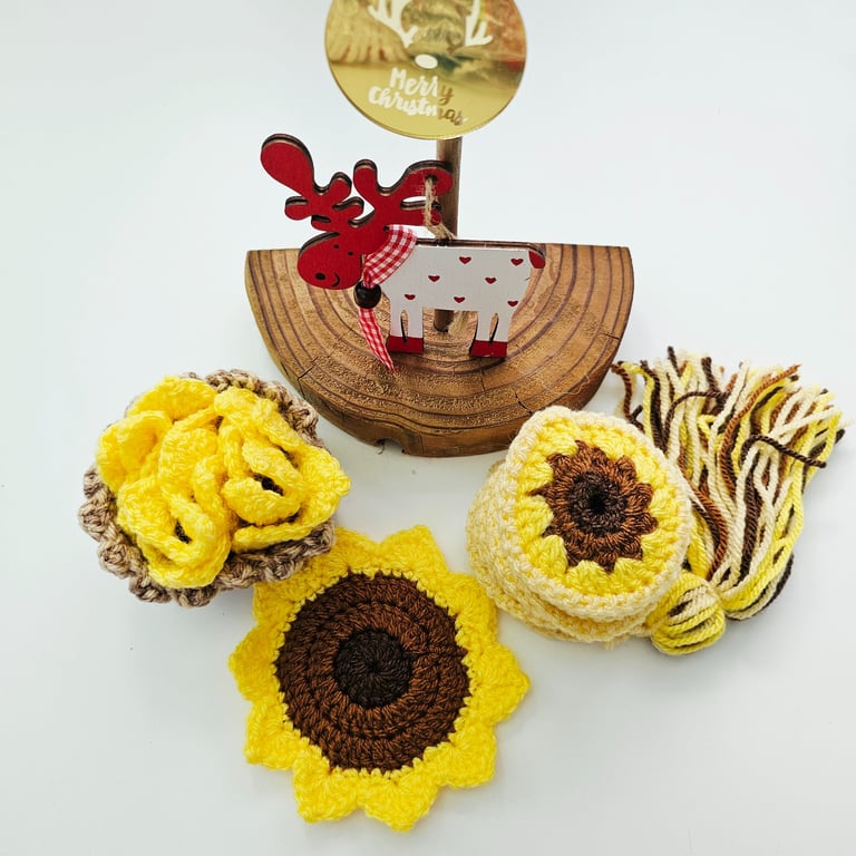 Sunflower Gift Set, Coasters and Wind Spinner