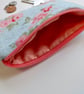 Coin purse vintage style floral fabric blue and pink - Image 3