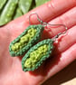 Pea pod earrings, Jewellery gift for gardener, Green jewellery, Vegetable theme - Image 3