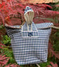 French gingham and canvas pouch bag or storage bag. - Image 3