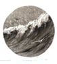 Sea, surf and gliding gulls black and white monoprint coastal beach scene - Image 2