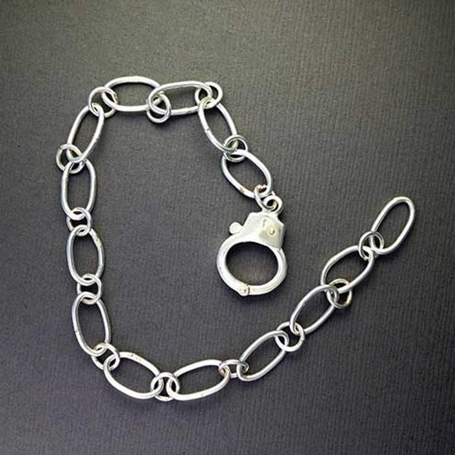 Silver 'Partner' bracelet - medium handcuff bracelet - silver chain bracelet
