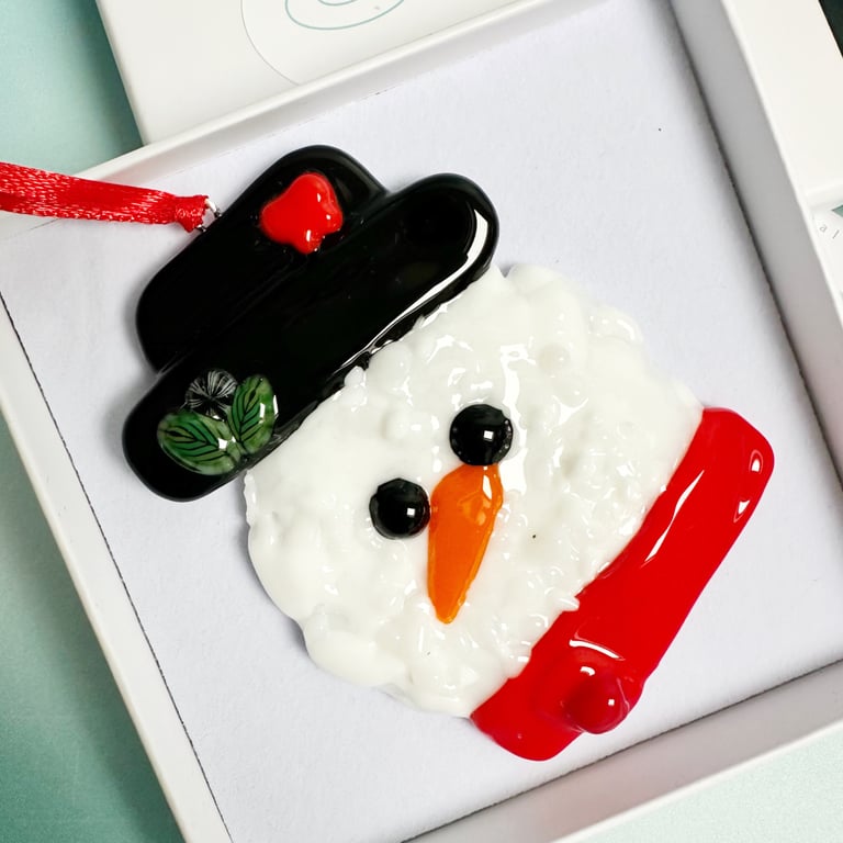 Fused Glass Snowman Head