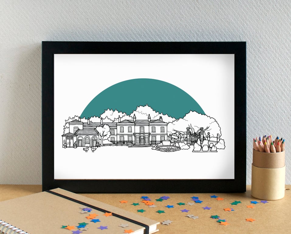 Calderstones Park Liverpool Skyline Art Print