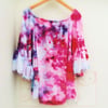 Hand Dyed Frill Floaty Gypsy Pink Top Size Medium