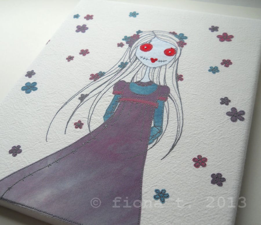 embroidered canvas - zombie lady