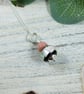 Black Rose Glass Bead Pendant, Sterling Silver & Rhodonite - Chain is Optional - Image 2