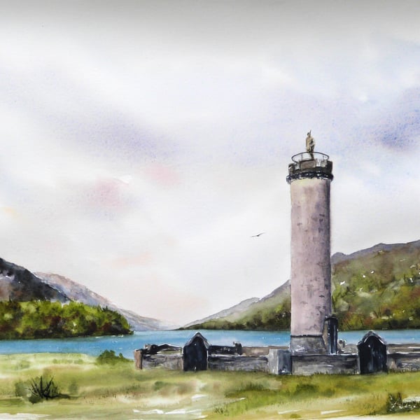 Glenfinnan Monument, Scotland. Original Watercolour