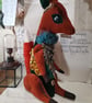 Primitive textile art Fox sculpture, textile art, vintage style, home decor - Image 7