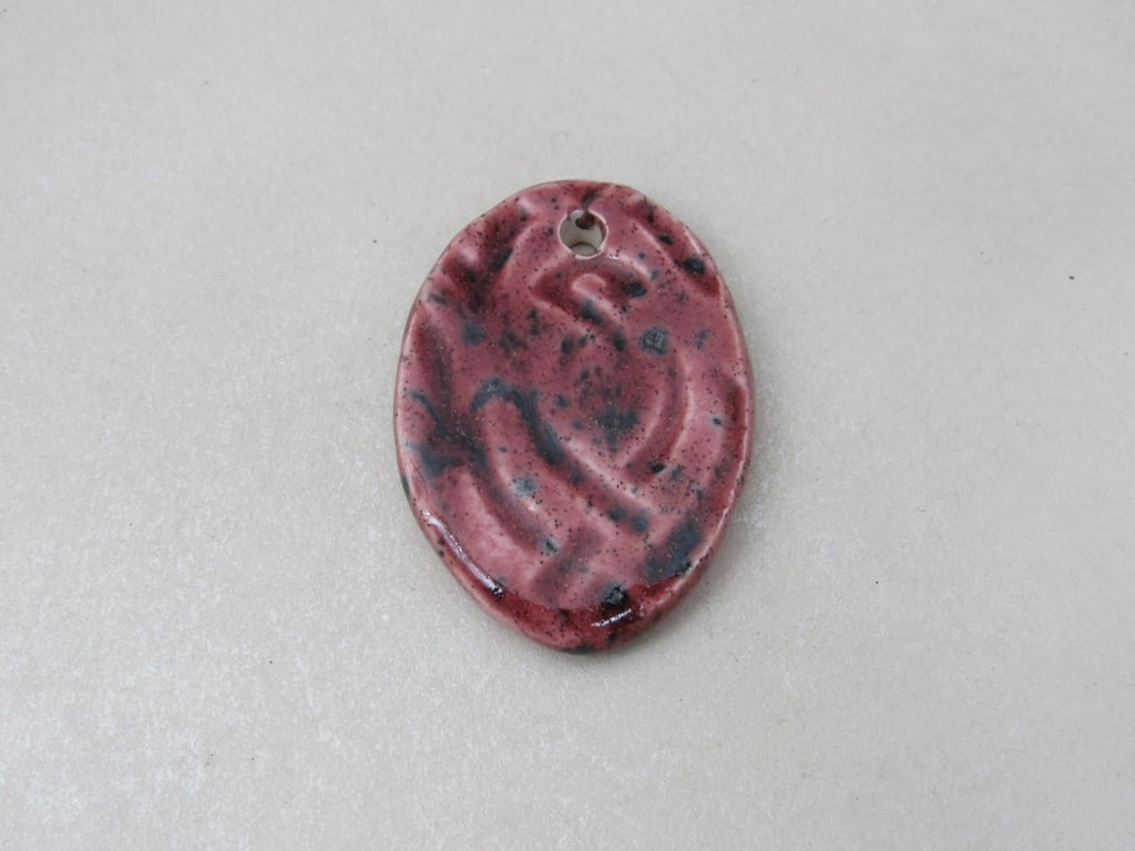 Large Speckled Rose Knotwork Ceramic Pendant