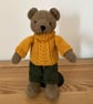 Hand Knitted Bear in Cable Jumper and Trousers