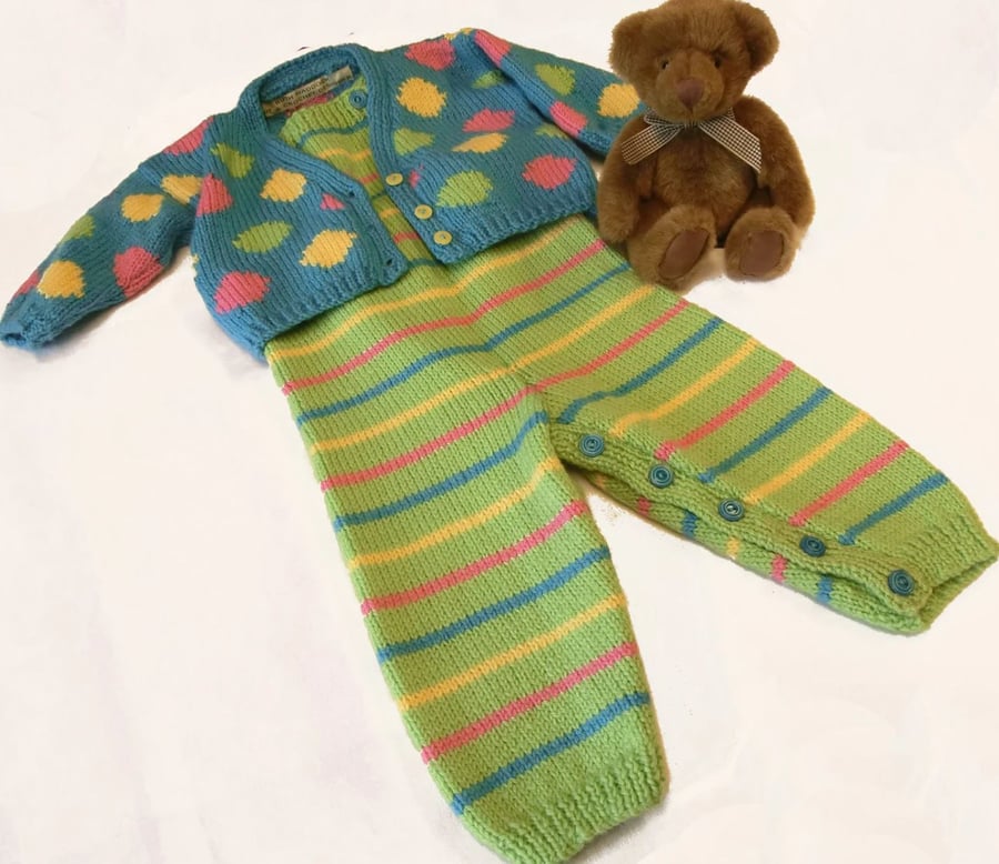 Baby Dungarees and Cardigan- Knitting PATTERN