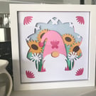 Gonk Shadow Frame with Summer Sunflowers 