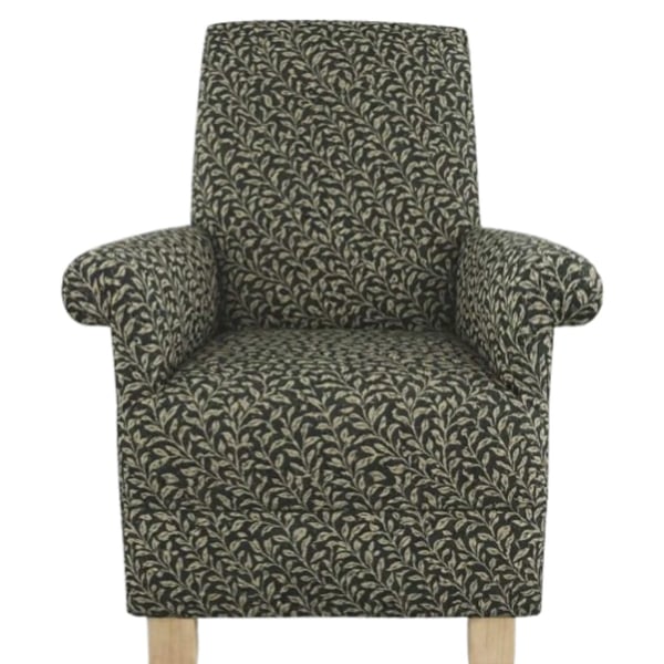 William Morris Larkspur Fabric Adult Chair Armchair Ebony Black Accent Fireside