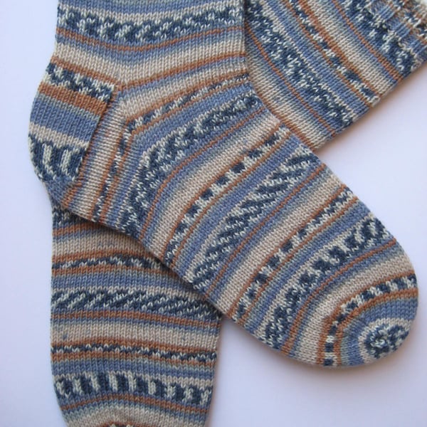 hand knit mens wool socks UK 9-11