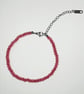 Red Cat's Eye Beaded Bracelet: Adjustable Silver Tone Chain - Image 3
