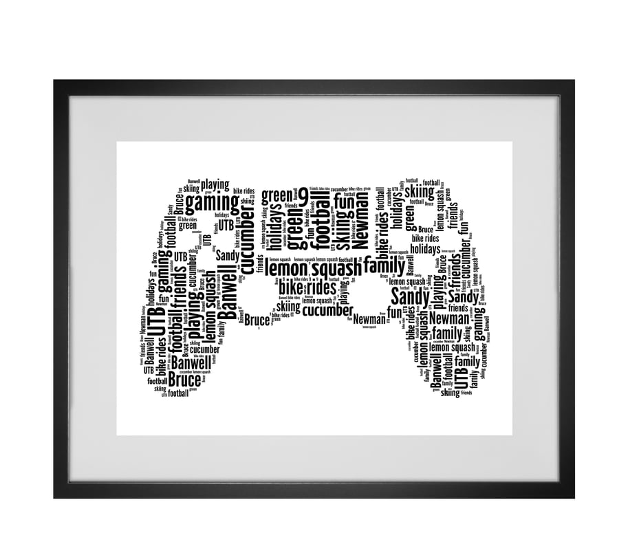 Personalised Gaming Controller Design Word Art Gifts 