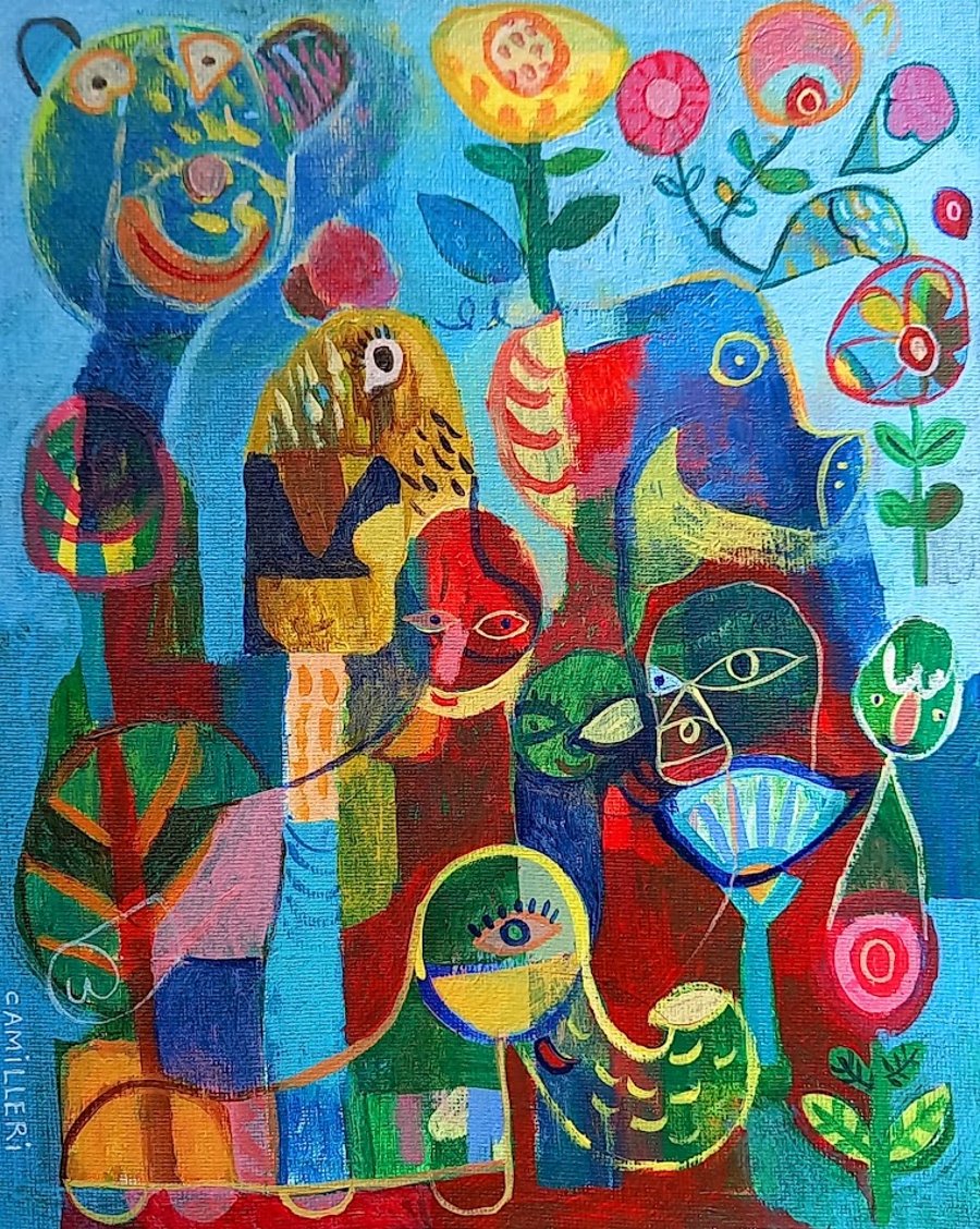 Original intuitive acrylic painting on canvas board