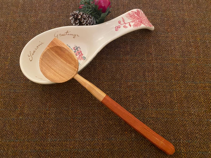 Cherry Wood Cooking Spoon- with Christmas Star Motif