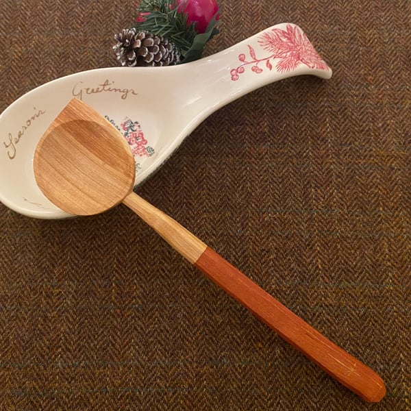 Cherry Wood Cooking Spoon- with Christmas Star Motif