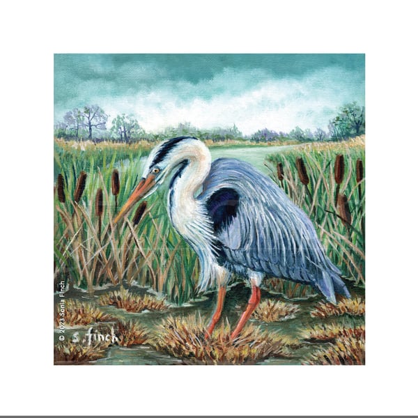 Spirit of Heron - Greeting Card with Nature Spirit Totem message on reverse